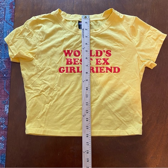 World’s Best Ex Girlfriend Yellow Crop Tee T Shirt Medium - Picture 3 of 5